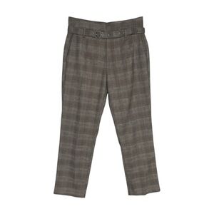 Kendall + Kylie Belted Plaid Pants Women’s‎ Large Tan Houndstooth Trousers